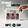 Stand QR Mixto con NFC + QR Personalizado | Redes, Pagos y Links