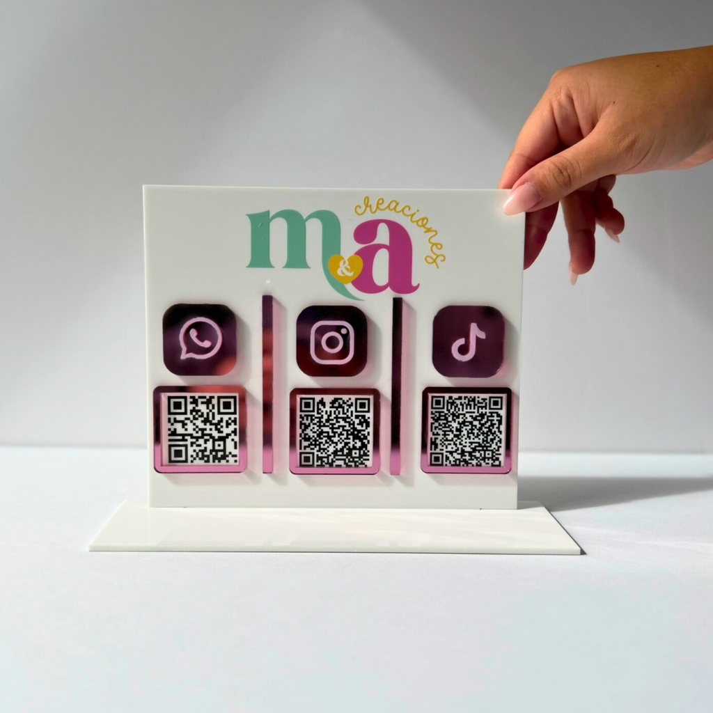 Stand QR Mixto con NFC + QR Personalizado | Redes, Pagos y Links