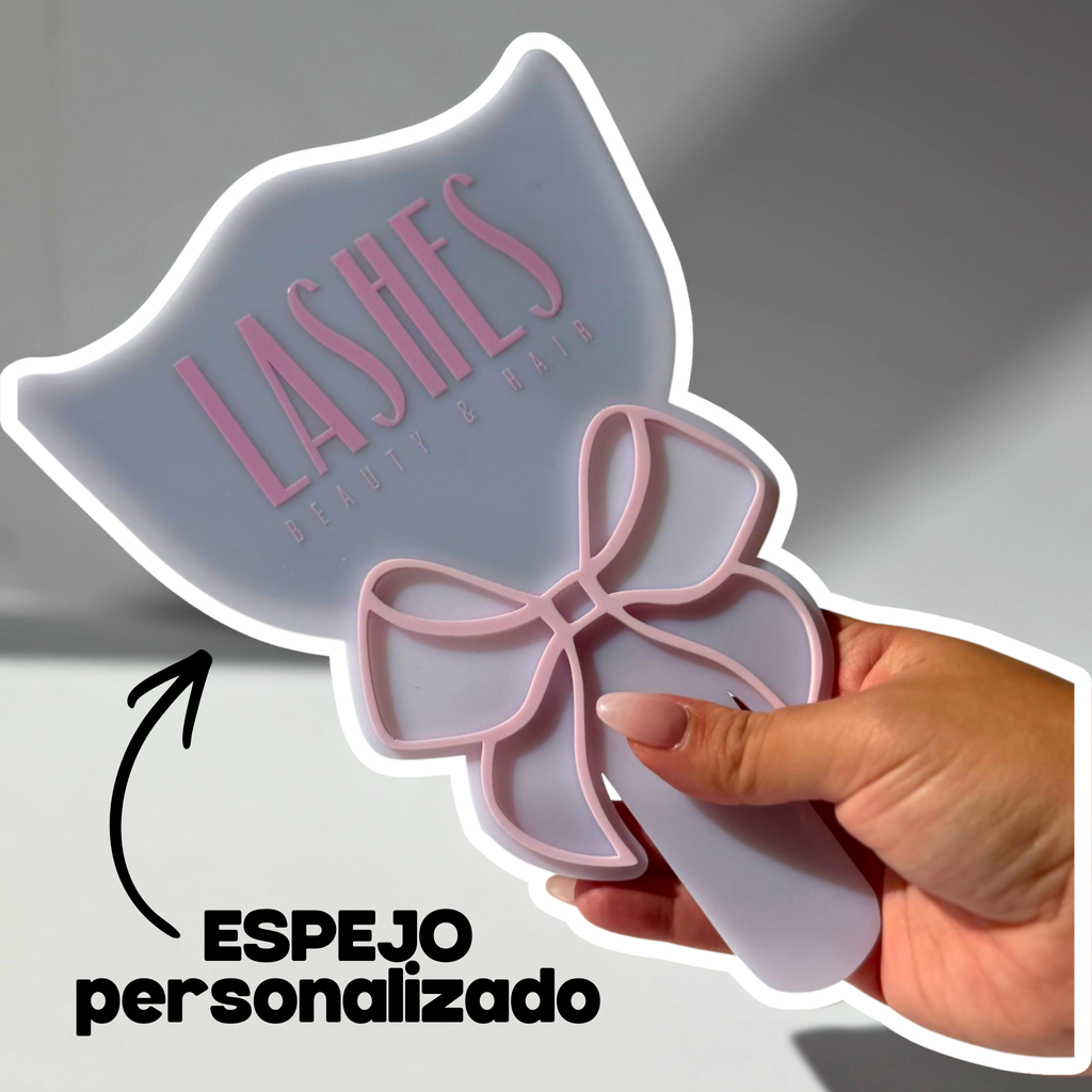 Espejo Personalizado para Cejas y Pestañas con Lazo
