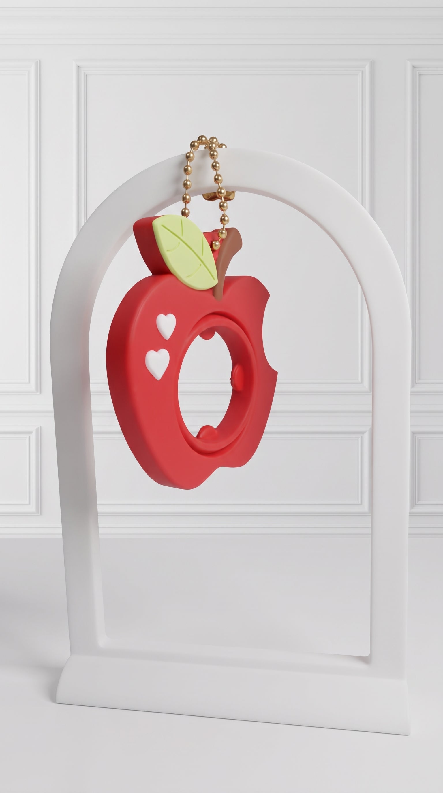 Kit de 4 Llaveros de Manzana giratorio Maestra Personalizable con Botón/ chapa